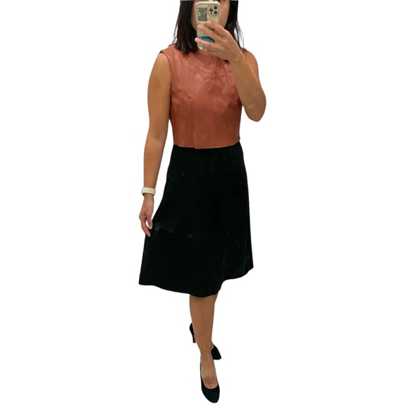 Vegan Leather Vest Dress, Midi Length with Pockets - Picture 1 of 11